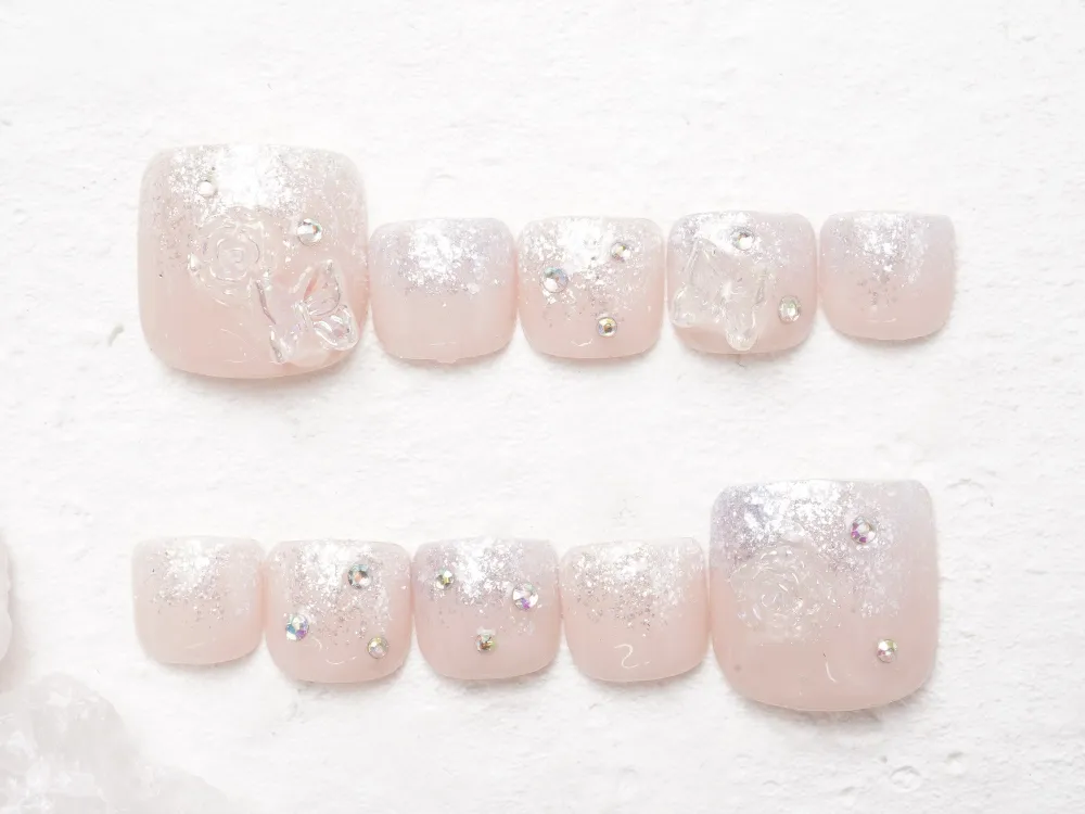 (328)ラメ×蝶々ネイル｜フットネイル