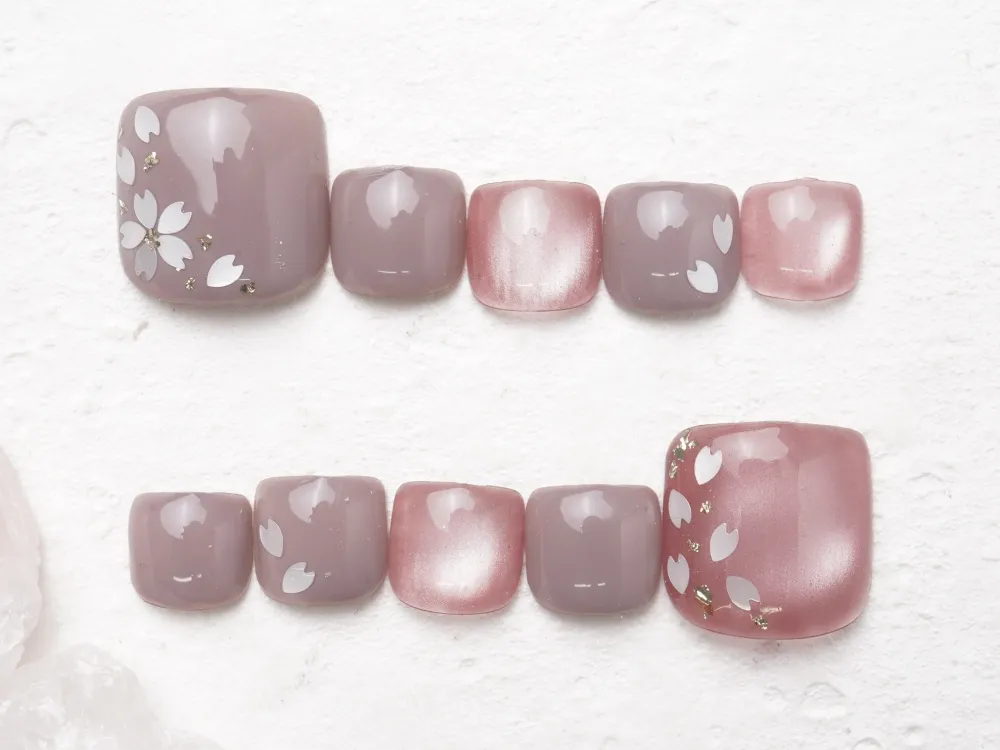 (327)マグネット×桜ホロネイル｜フットネイル