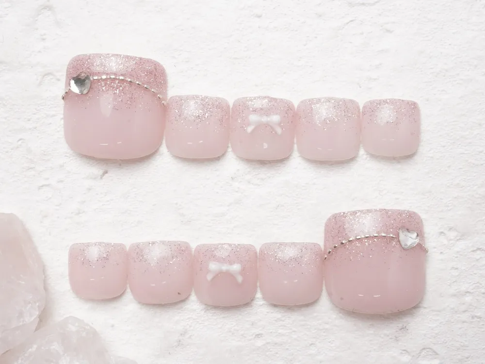 (325)きらきら×リボンネイル｜フットネイル