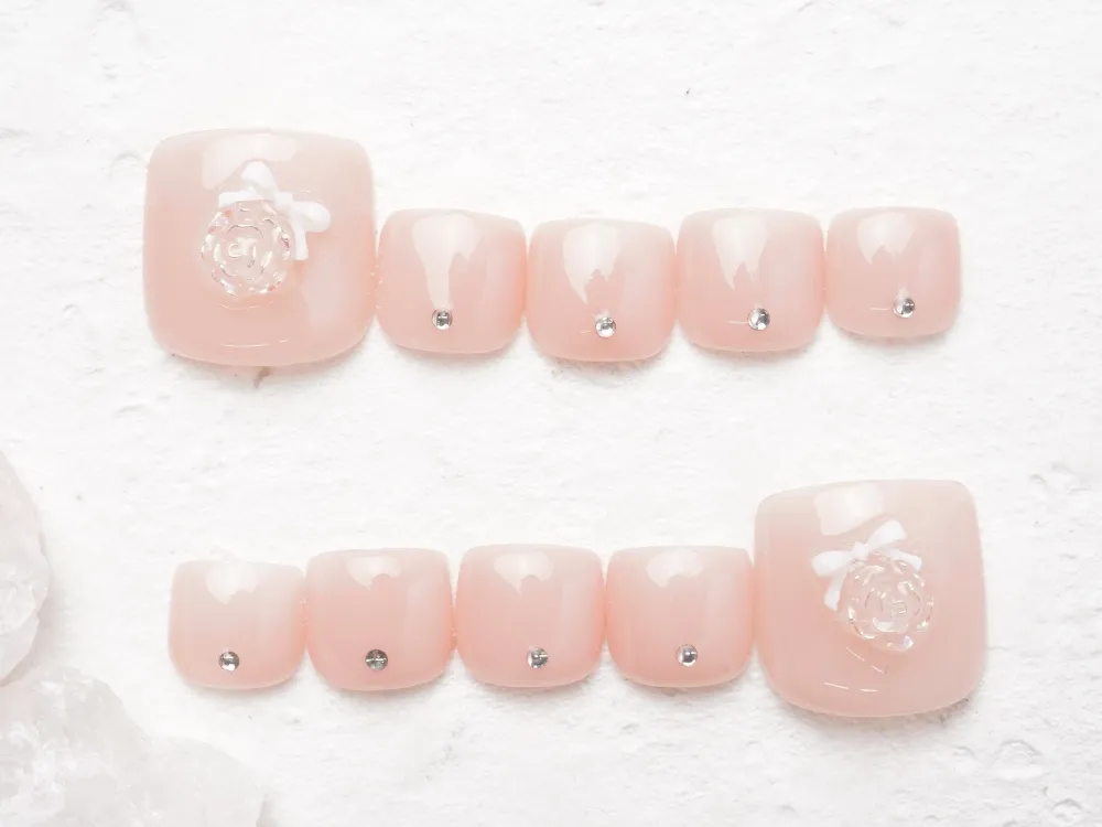 (321)リボン×バラネイル｜フットネイル