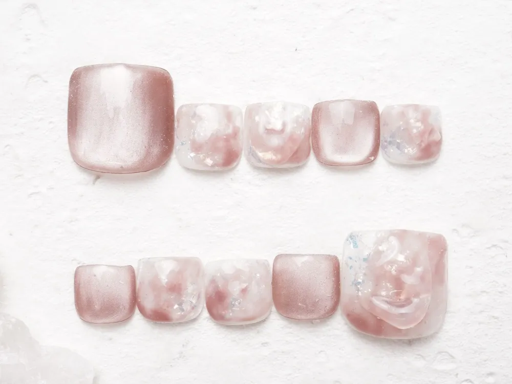 (319)マグネット×オーロラネイル｜フットネイル