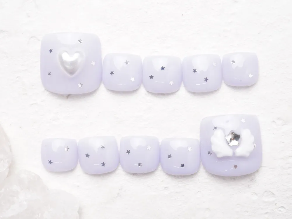 (316)ホロ×羽ネイル｜フットネイル