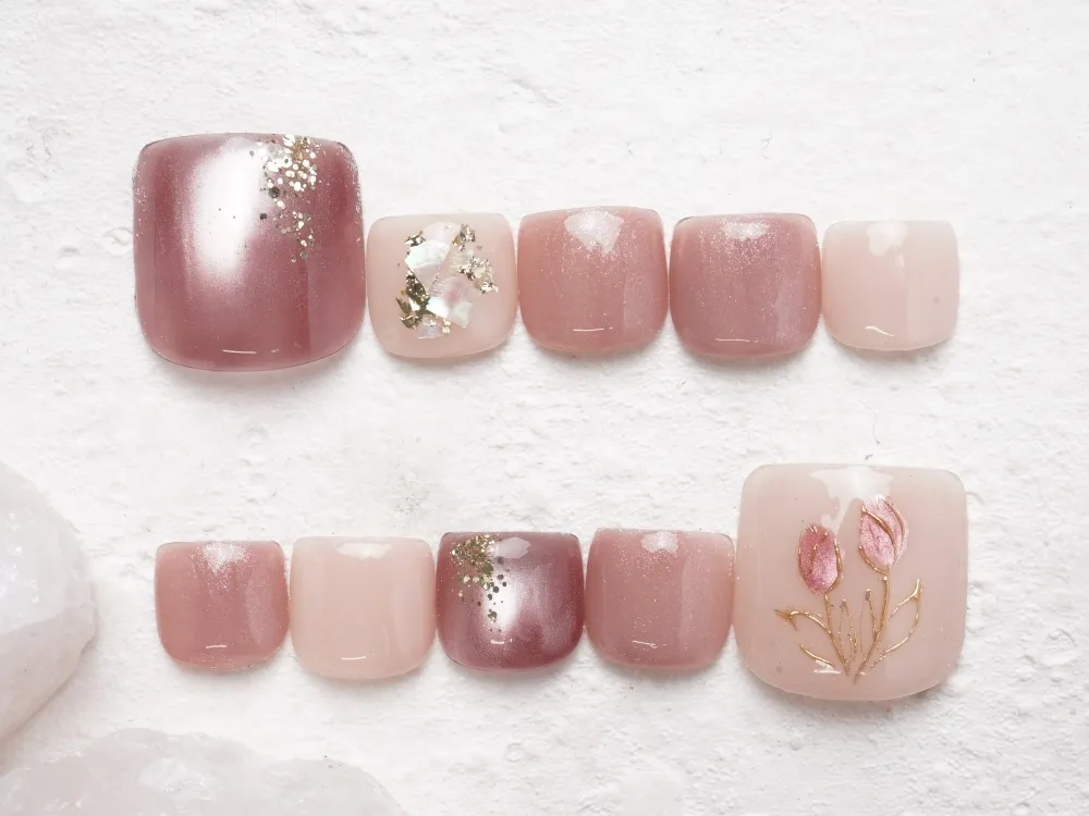 (311)水光マグ×チューリップネイル｜フットネイル