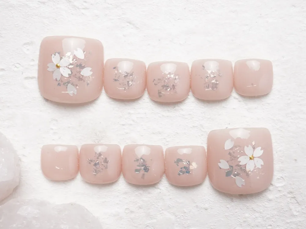 (304)キラキラ×桜ネイル｜フットネイル