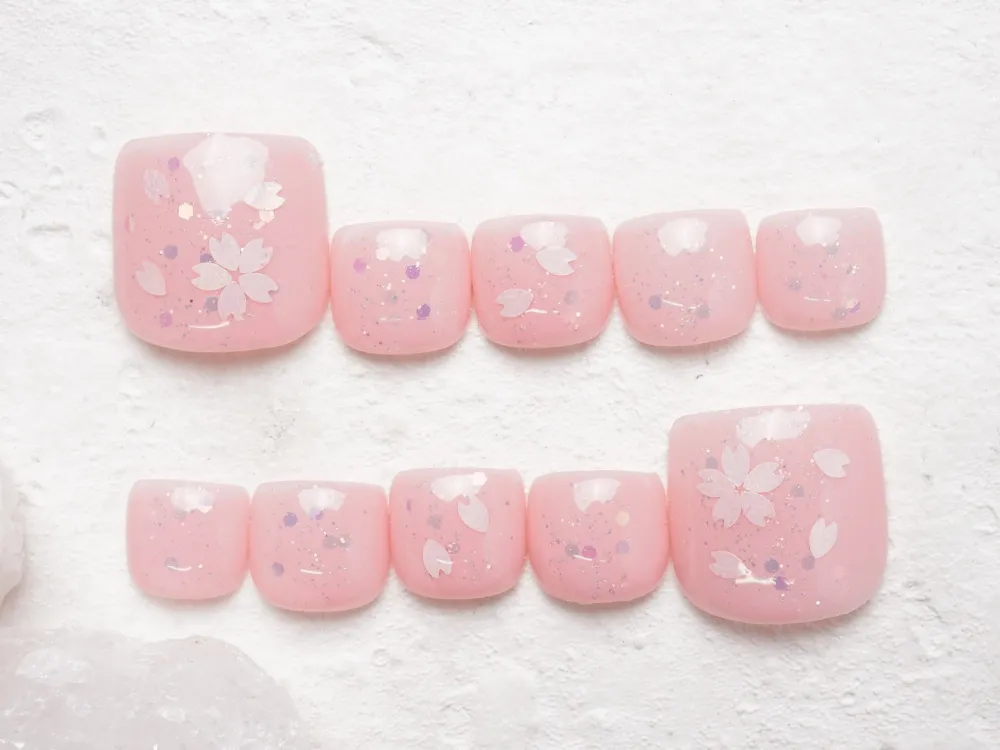 (303)桜×キラキラネイル｜フットネイル