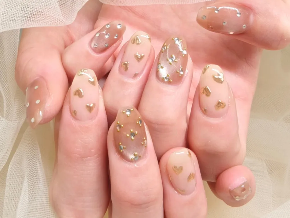 マグネット×ハートミラーネイル