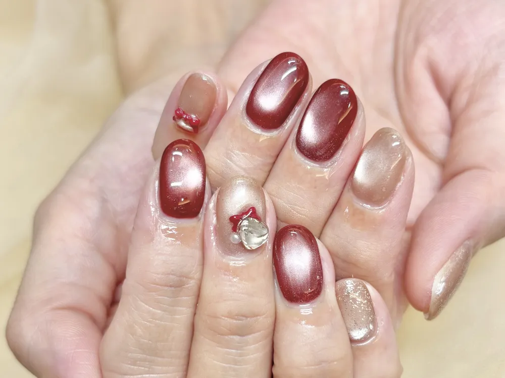 赤×ベージュマグネット