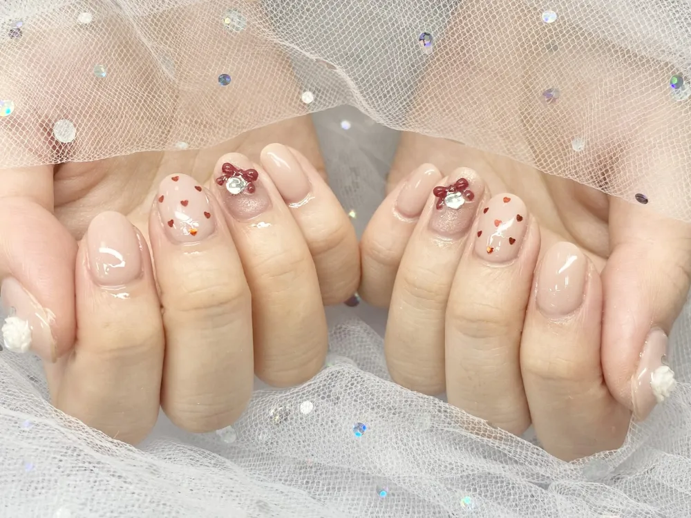 ドット×リボンネイル