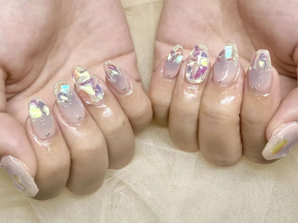 オーロラパーツ×チークネイル