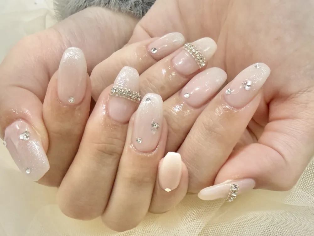 ワンカラー×キラキラネイル