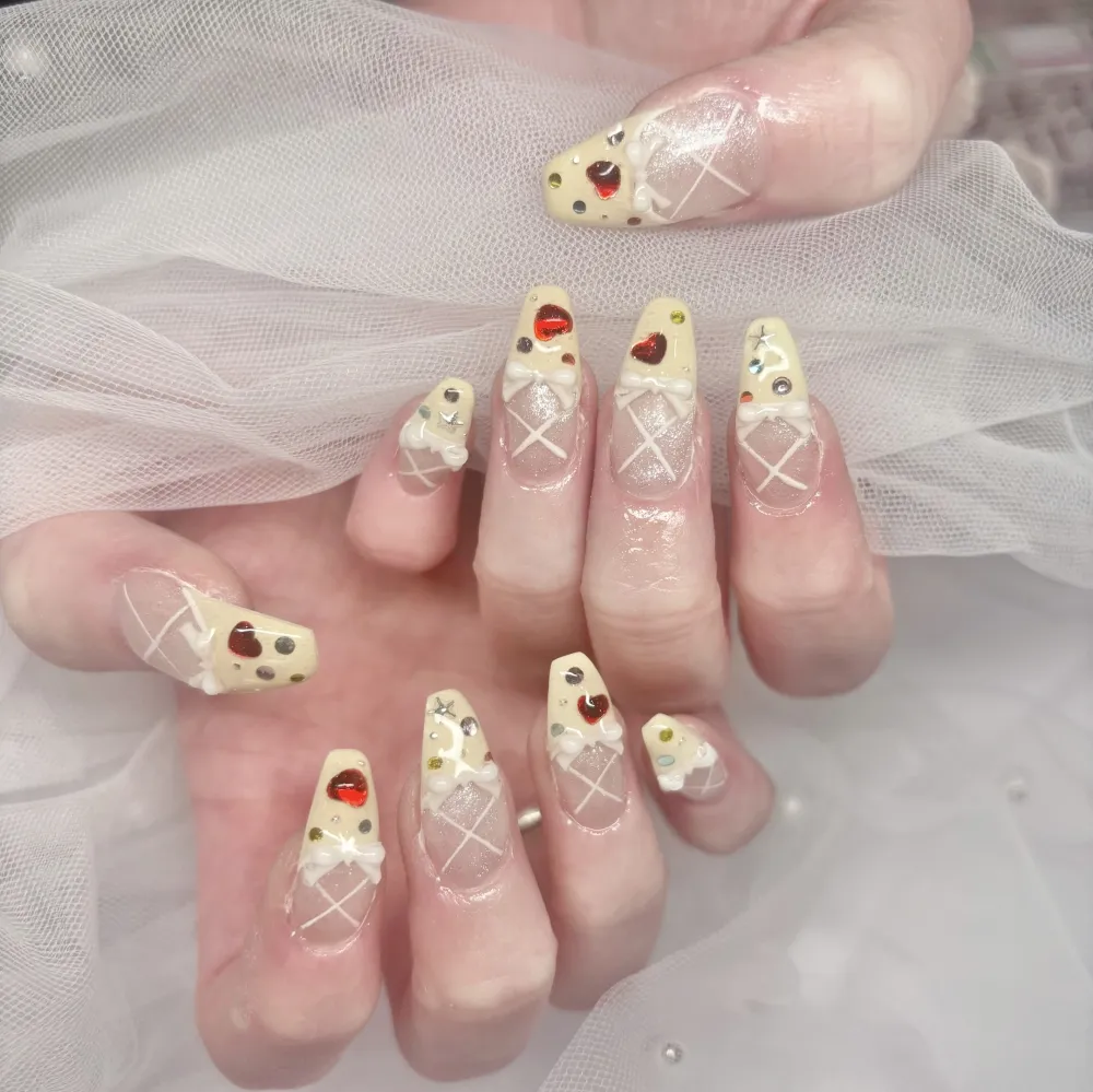 イエロー×バレエコアネイル