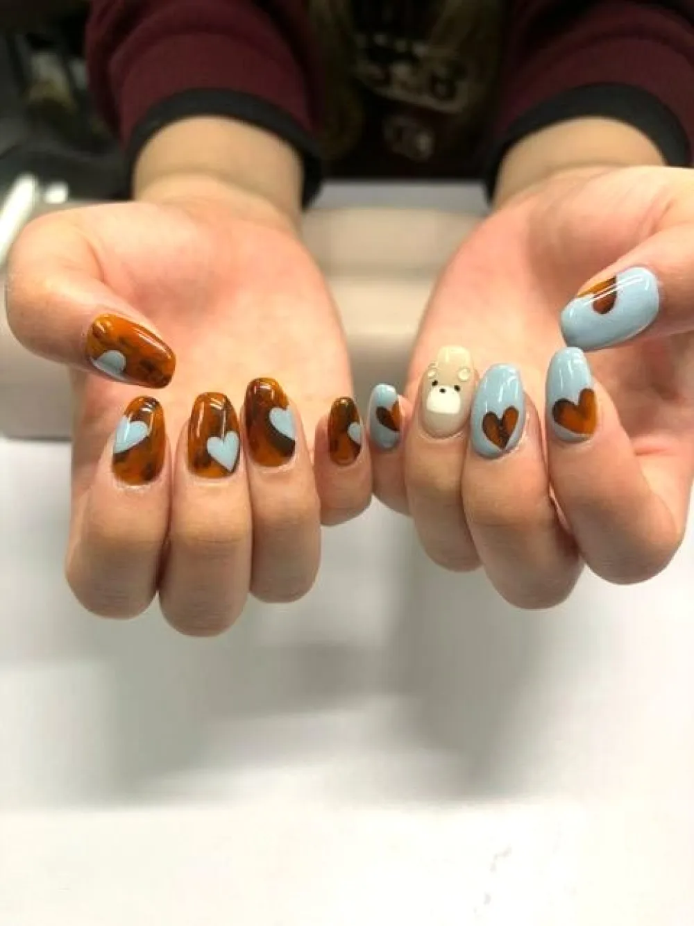 くすみブルーべっこうハート