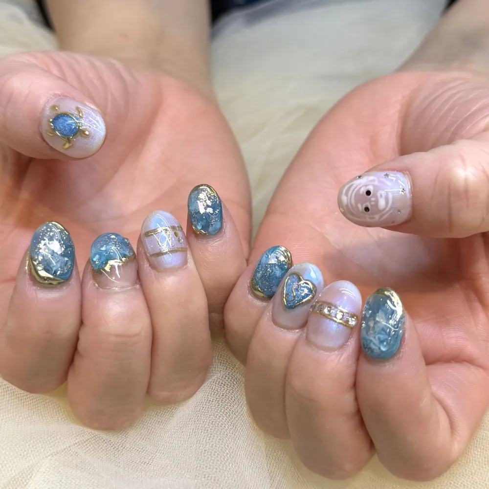 ブルーホイルハートビジュー