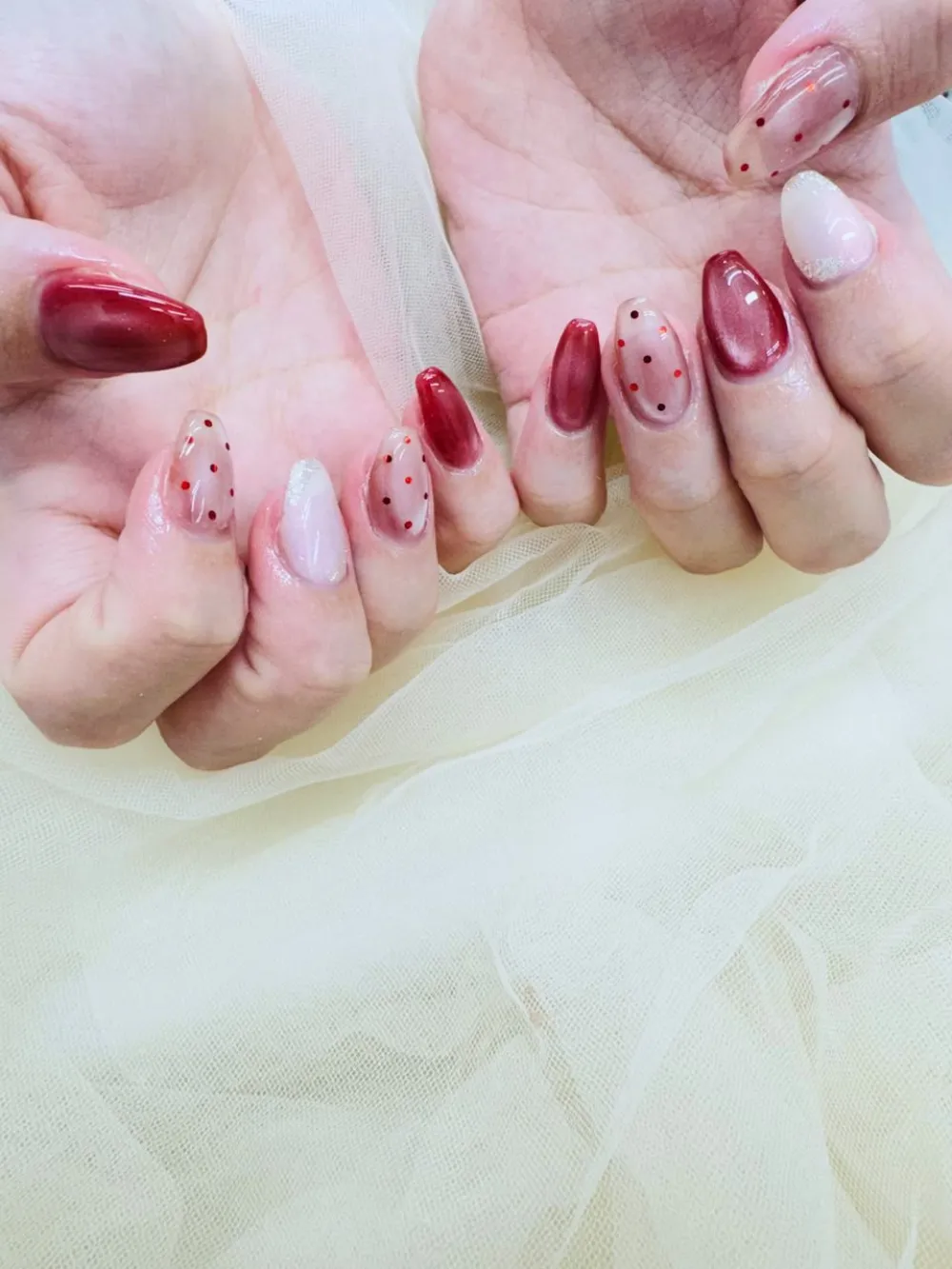 ボルドーグラデドット