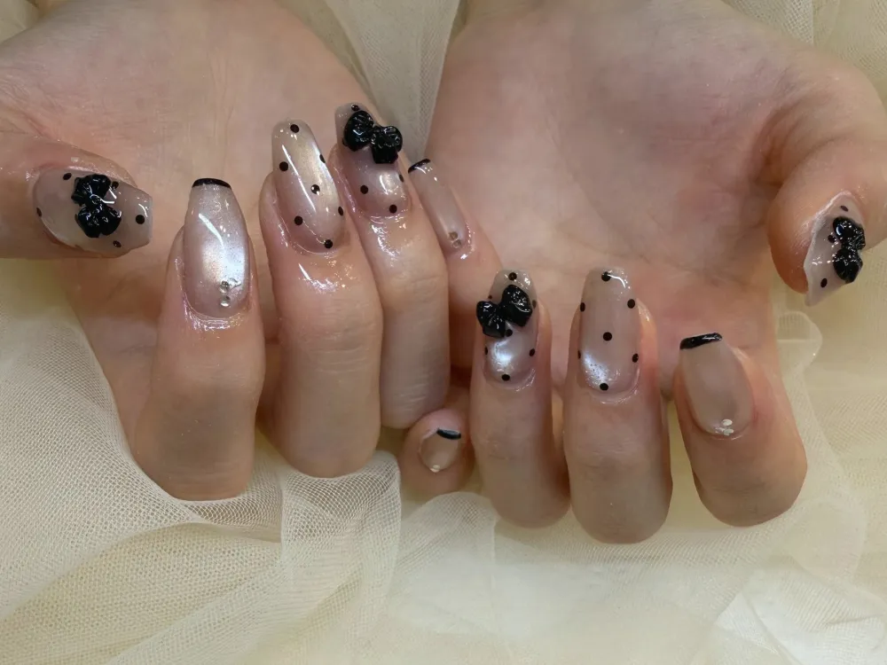 ブラックリボンドットフレンチ