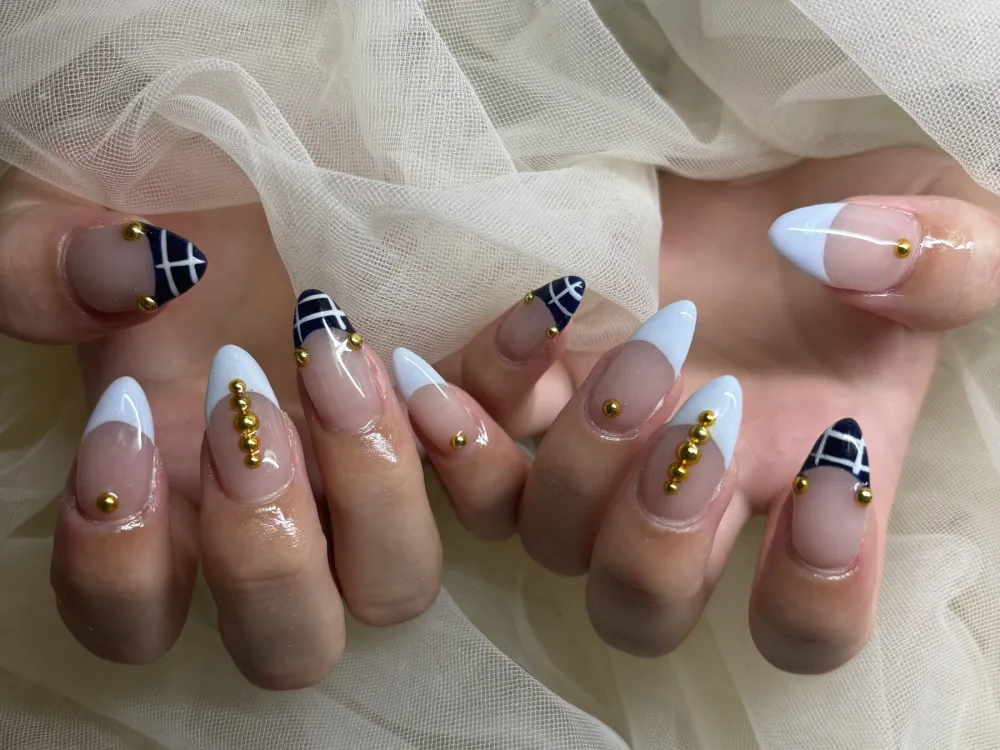 ネイビーチェックフレンチ