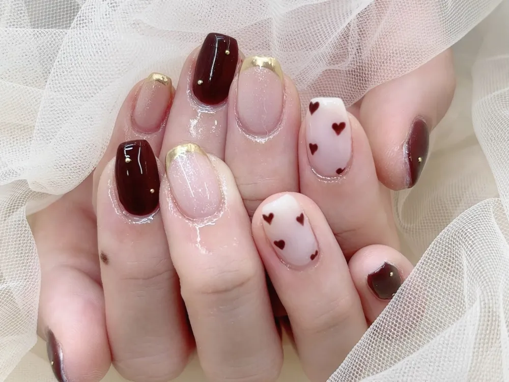 ボルドーゴールドフレンチハート