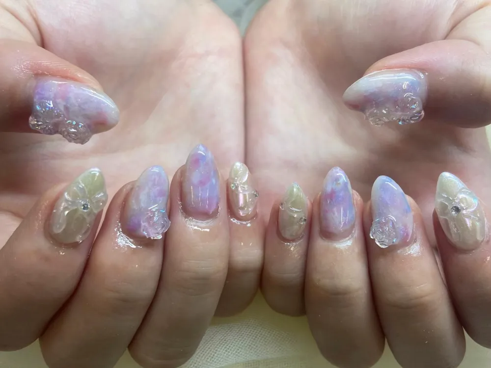 パープルオーロラ立体フラワー