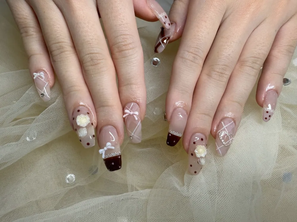 花リボンレースドットミックス