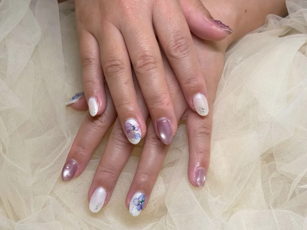 パープル花ビジュー