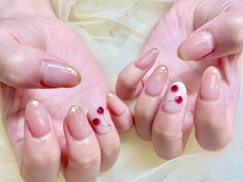 ピンクフレンチ花ドットミックス