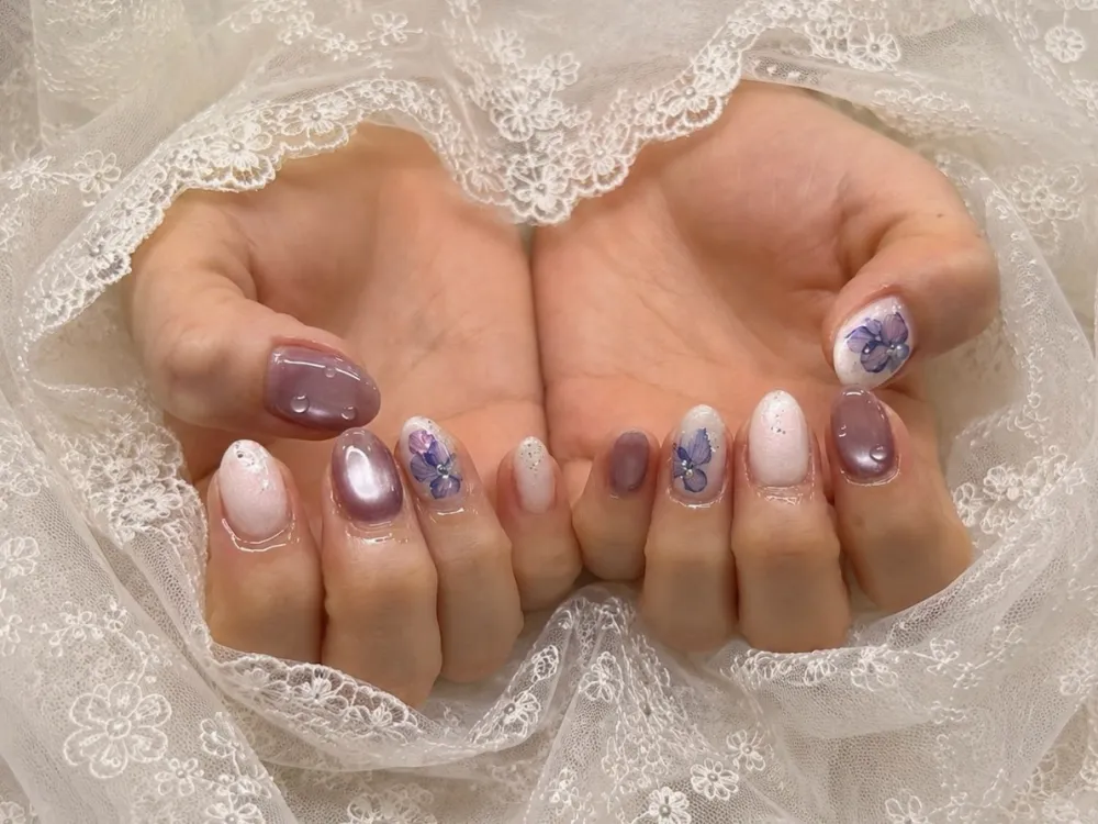 パープルフラワー水滴ミックス