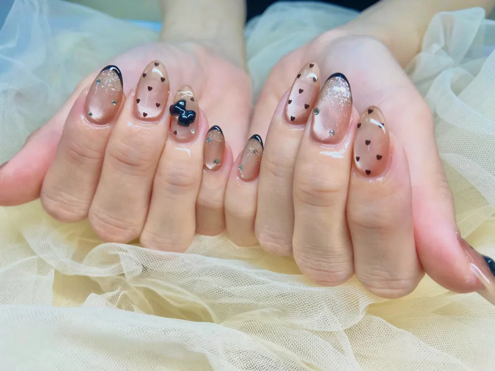 ブラックフレンチハートリボン