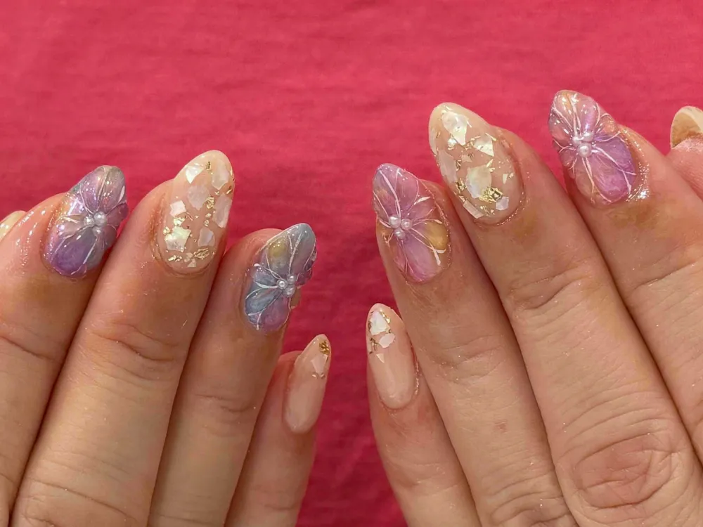 パープルピンク花シェルパール