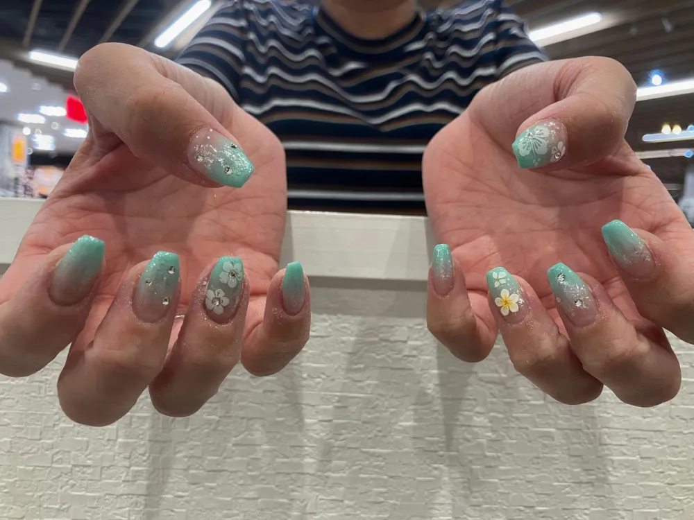 ミントグリーングラデフラワー