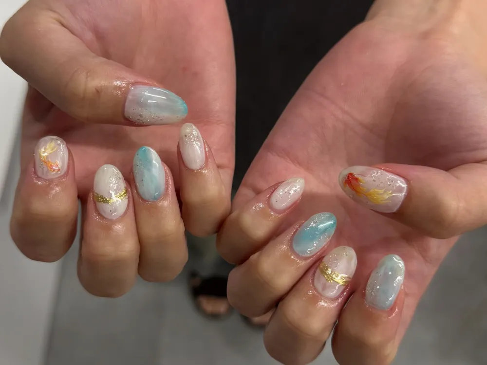 水色ラメ入りニュアンスミックス